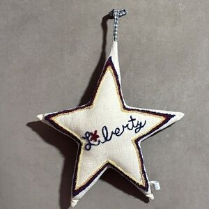 Liberty Star-Shaped Poplin Pillow - Cream and Blue